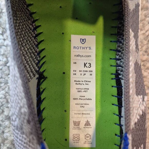 ROTHY’S Slip On Kid Size 3 Loafers Camo Gray Sneaker Shoes - Picture 4 of 6